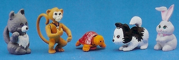 Vintage Littlest Pet Shop Set of 3 Mail Order Pets Monkey, Bunny