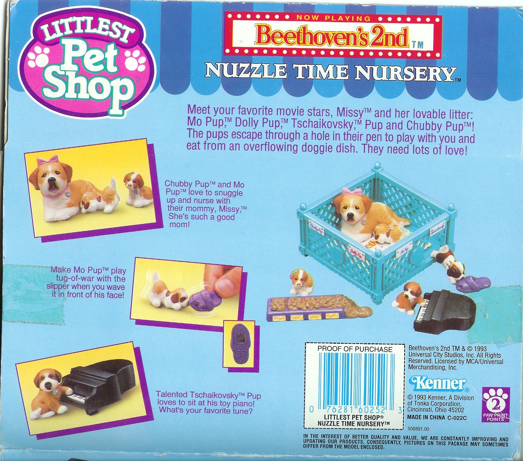 Vintage Littlest Pet Shop Beethoven Tug 'n Play Dog 